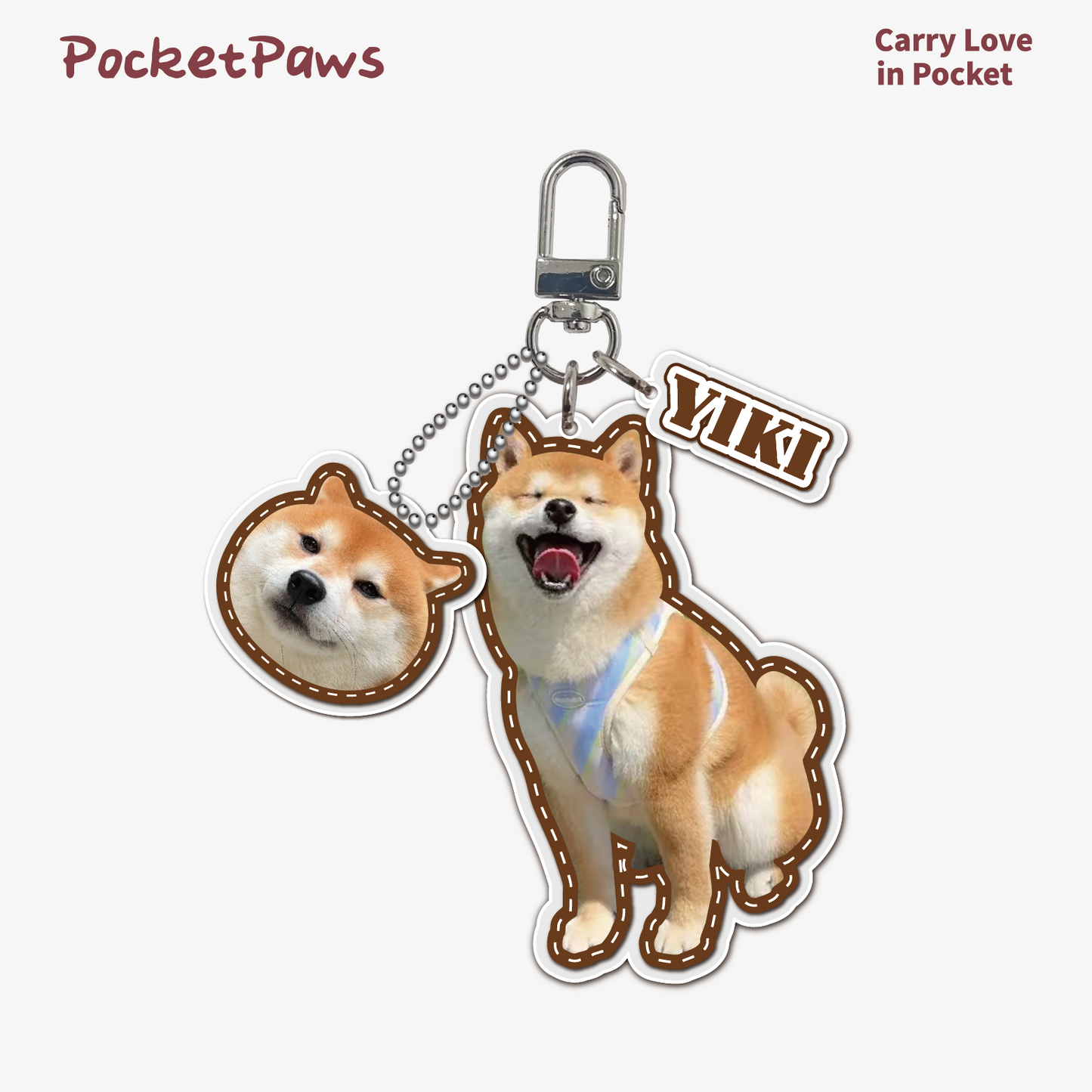 Personalized Custom Keychain--dashed border style