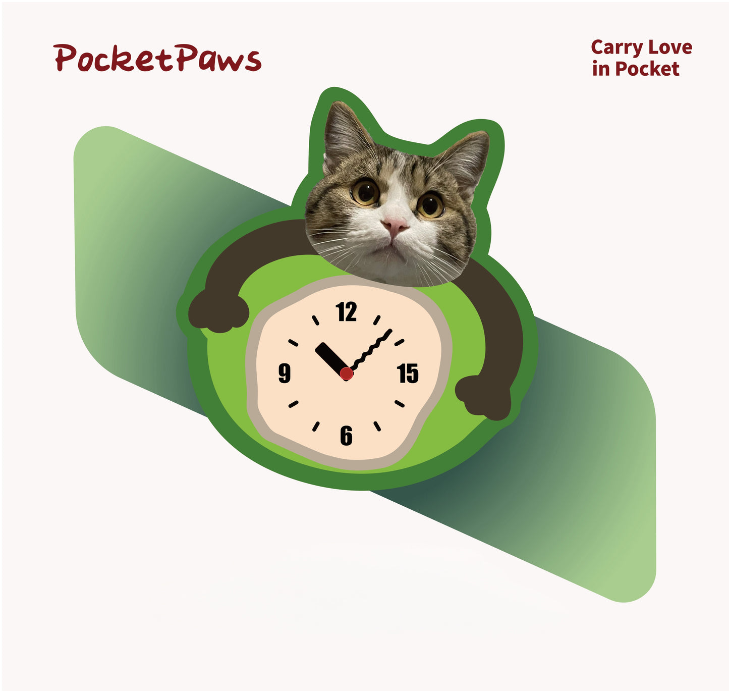 Custom Pet Photo wall Clock--Avocado style