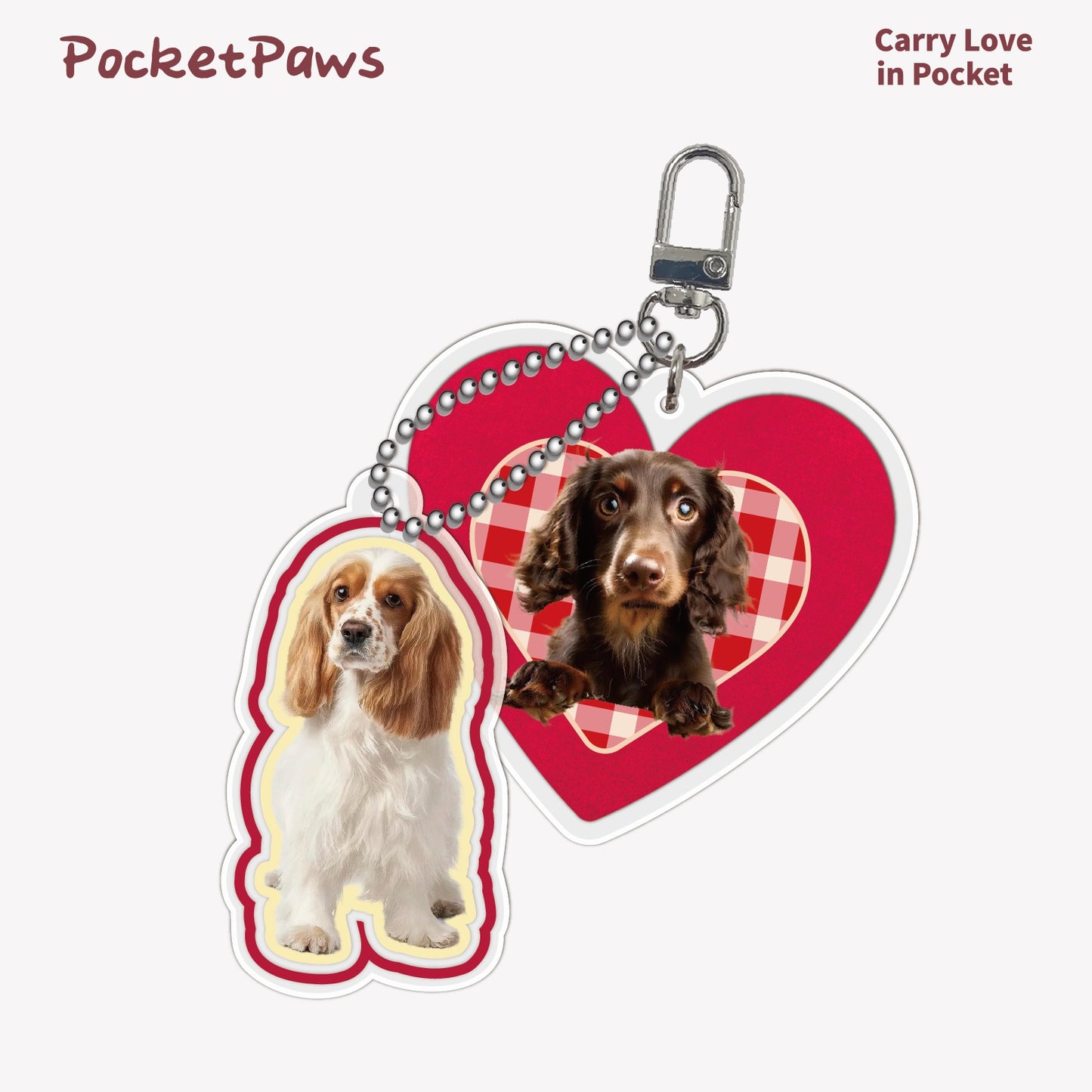 PocketPaws Customized Acrylic Keychain--Checkered heart style