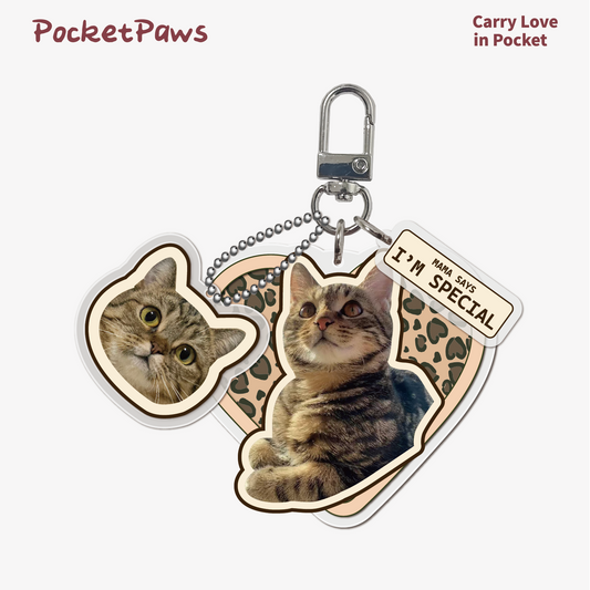 Personalized Custom Keychain-Love heart leopard print style