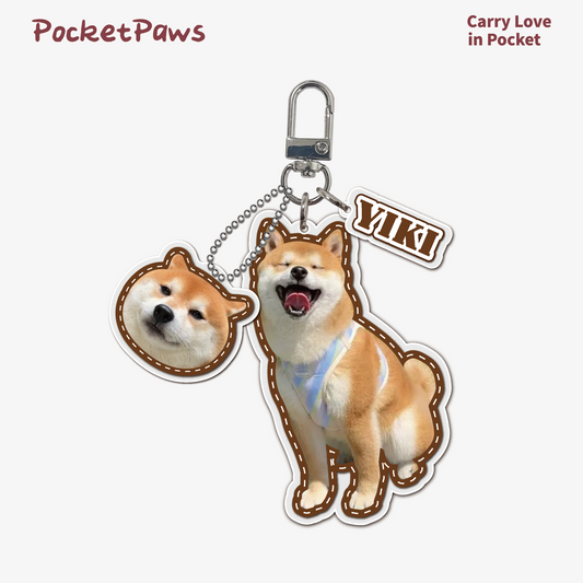 Personalized Custom Keychain--dashed border style