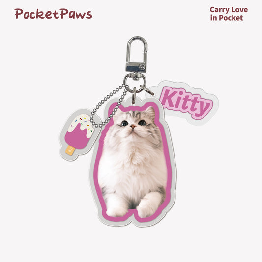 PocketPaws Customized Acrylic Keychain--pink ice cream style