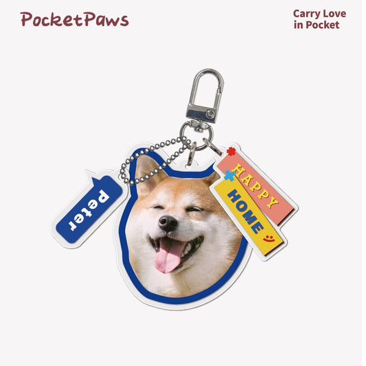 PocketPaws Customized Acrylic Keychain--Happy home style