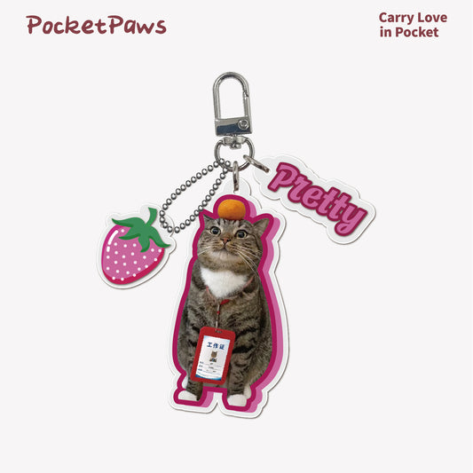 PocketPaws Customized Acrylic Keychain--Strawberry Sweetheart style